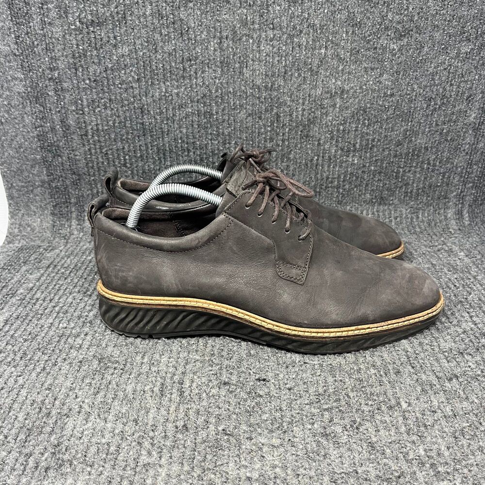 Ecco ST.1 Hybrid Plain Toe Oxford Derby Shoes Brown Nubuck Leather Mens 43 / 9